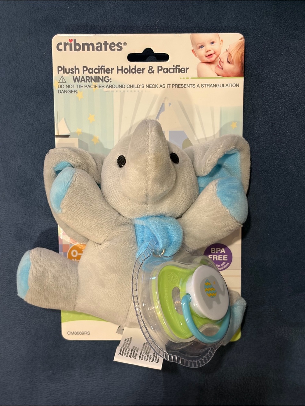 Cribmates Plush Elephant Pacifier Holder W/Pacifier